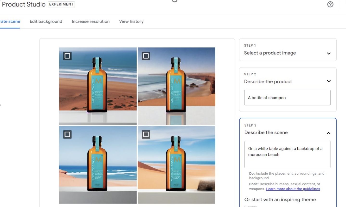 Generative images produced by Google Merchant Centre Next.