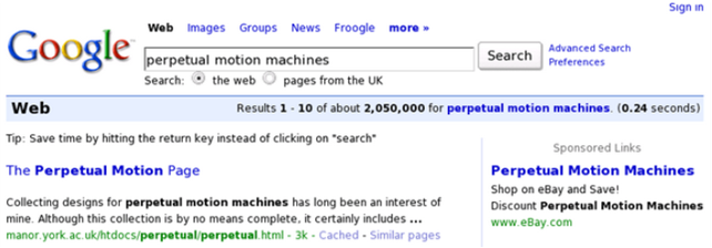 eBay Bidding on perpetual motion machines in the good old days...